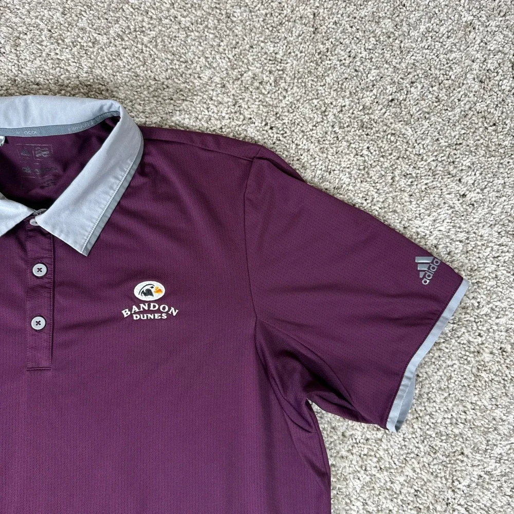 Adidas Polo Shirt Mens Large‎ Maroon Bandon Dunes Golf Climacool Short Sleeve